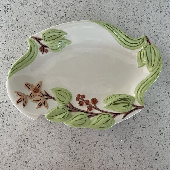 Vintage Hand-Painted Holland Mold Trinket Bowl Tray Floral Rare Find USA 1960's - Picture 6 of 9